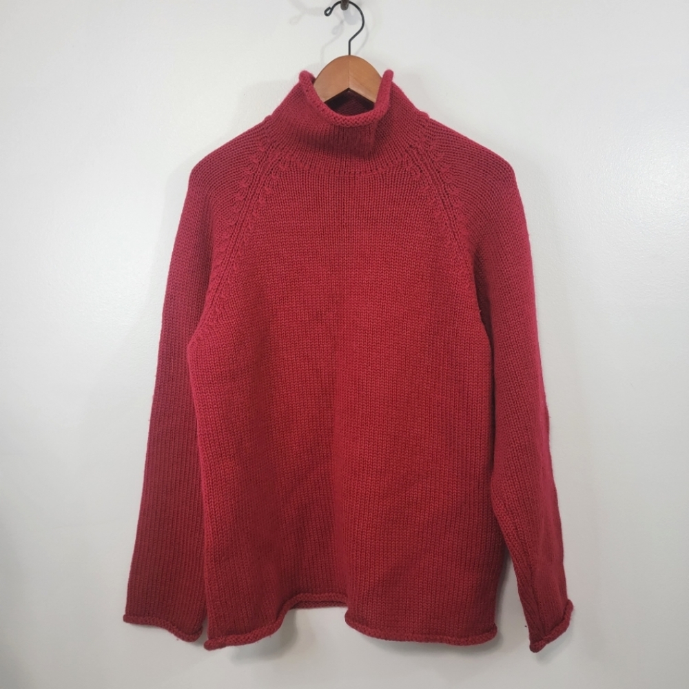 Vintage J. Crew Roll Neck Red Wool Sweater